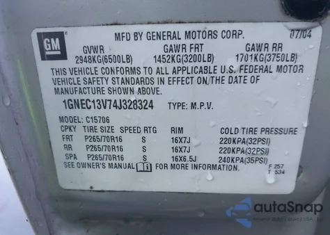 2004 Chevrolet Tahoe Ls z USA, uszkodzony, nr VIN 1GNEC13V74J328324